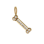 HEATHER B MOORE 14K Yellow Gold Channel Set Diamond Dog Bone